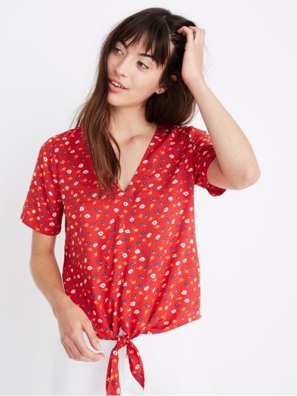 Madewell Novel Tie-Front Top in Prairie Posies